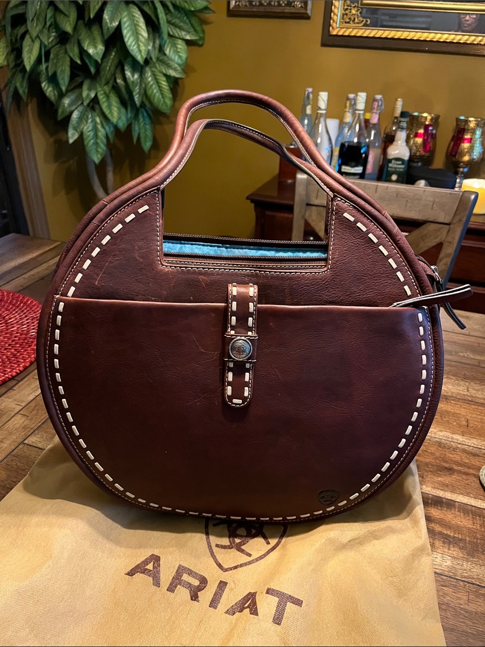 Ariat Dark Brown Round Leather Shoulder Bag